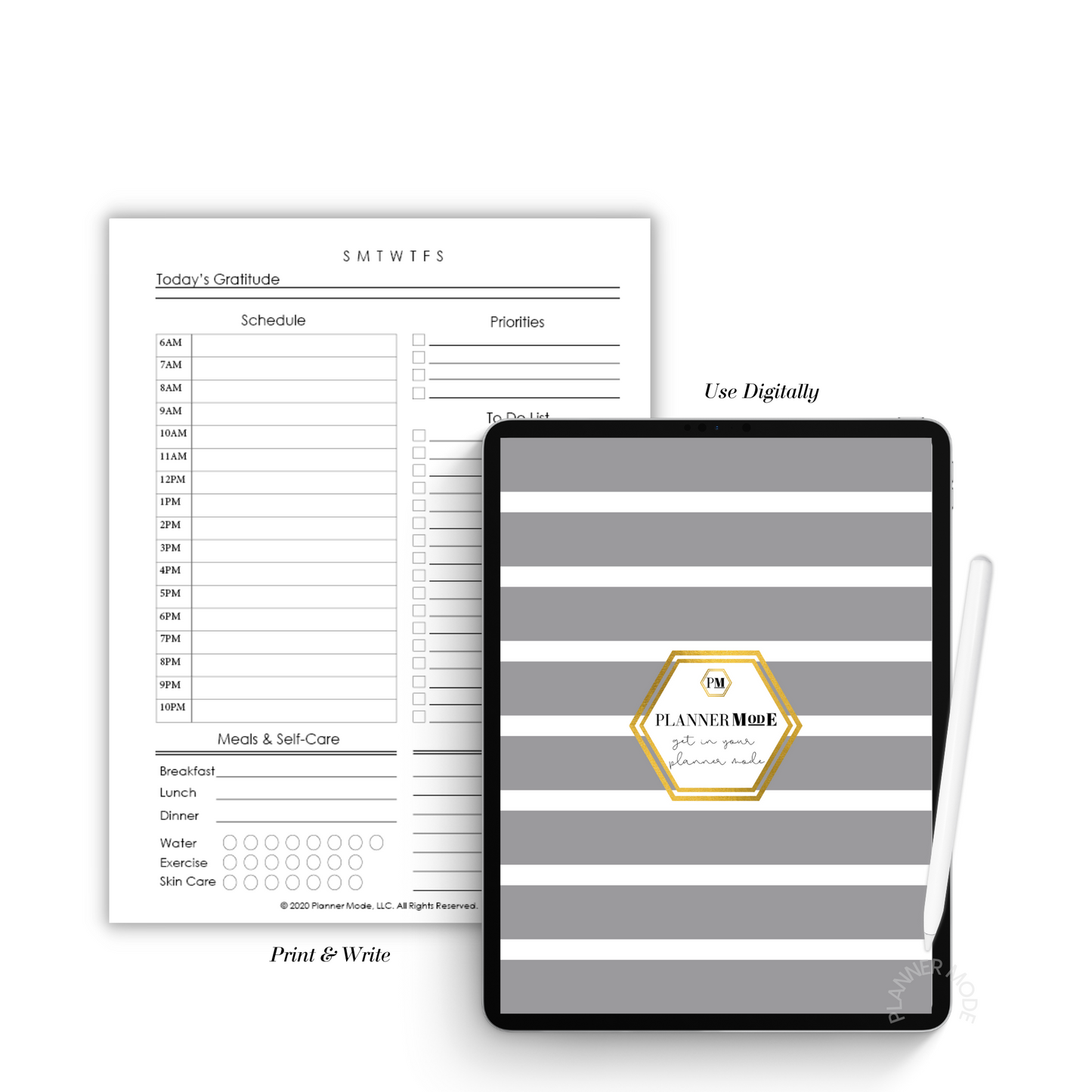 Grey Striped Lifestyle Mode Planner