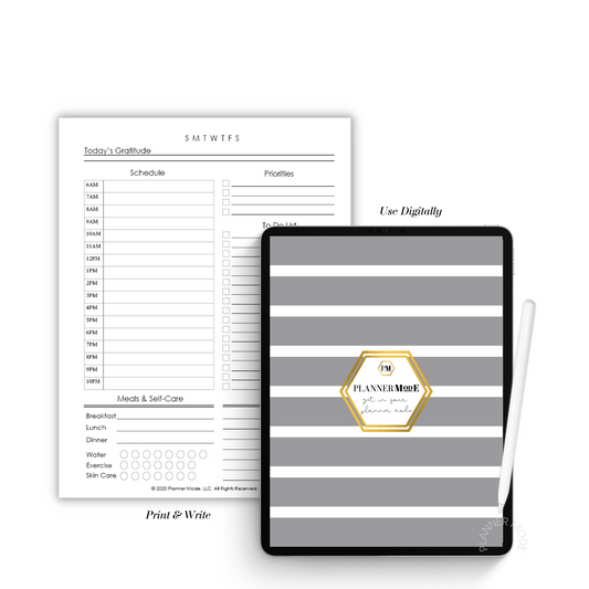 Grey Striped Lifestyle Mode Planner