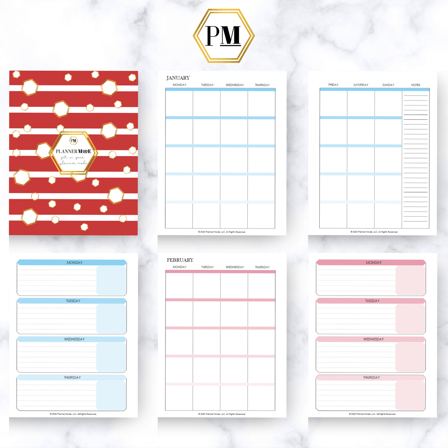 Red Hexagon Lifestyle Mode Planner