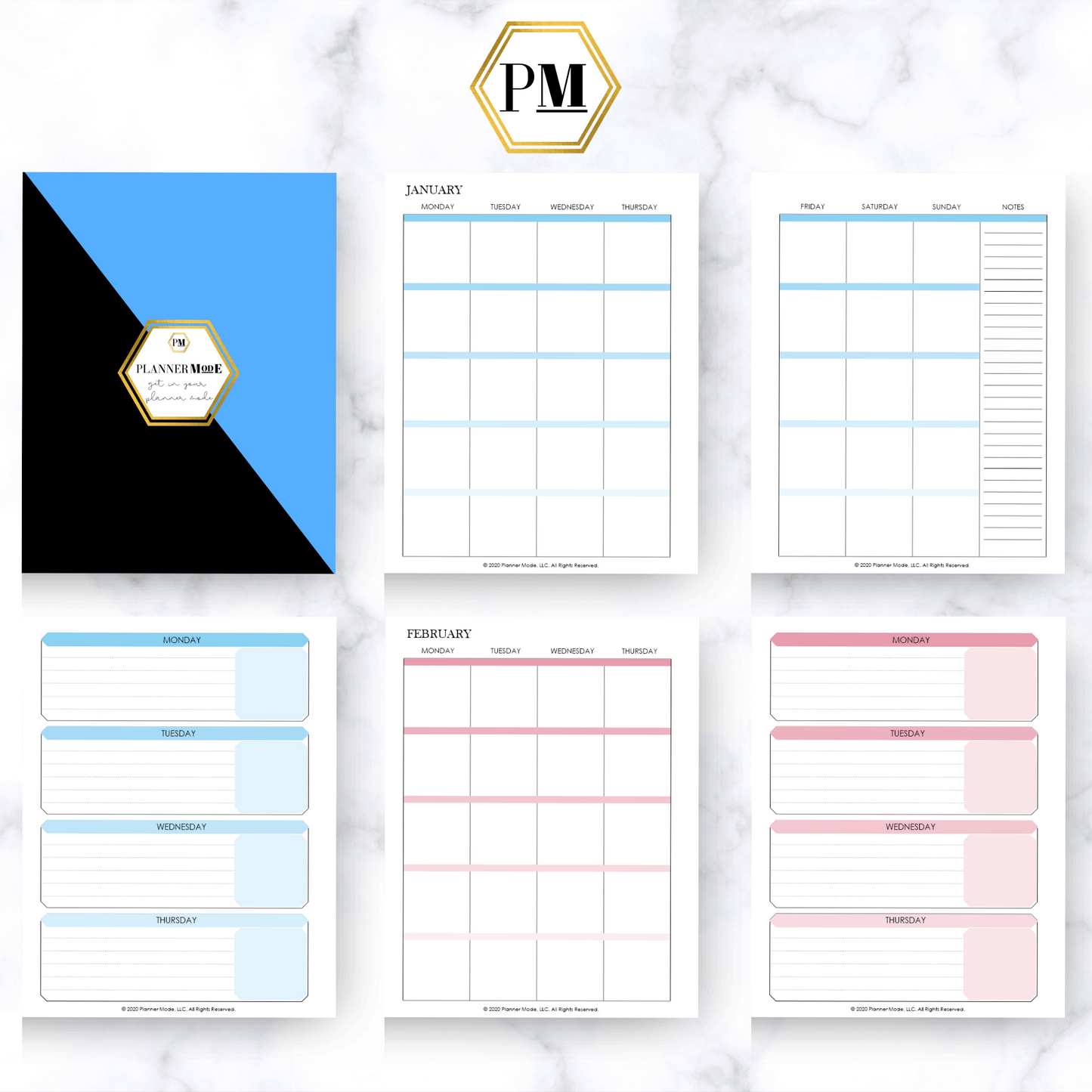 Black and Blue Lifestyle Mode Planner