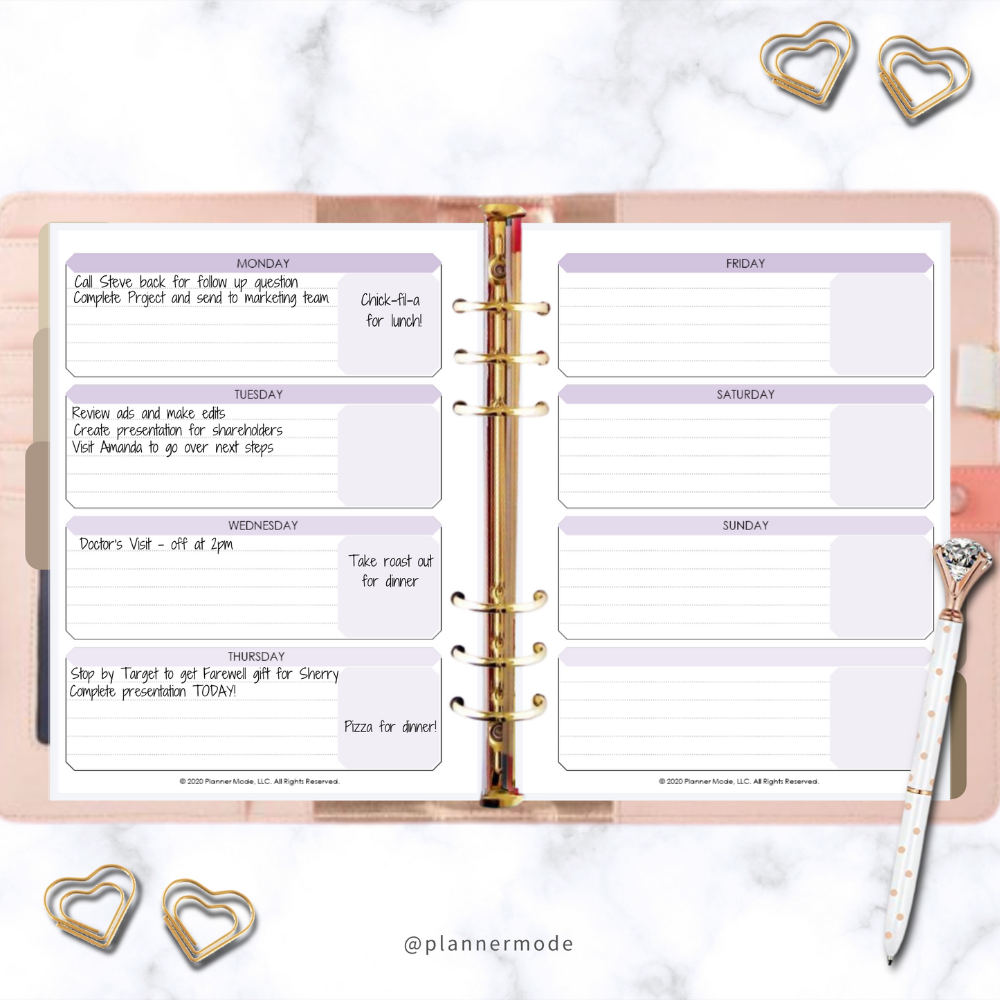 Lifestyle Mode Planner Inserts - Planner Layout